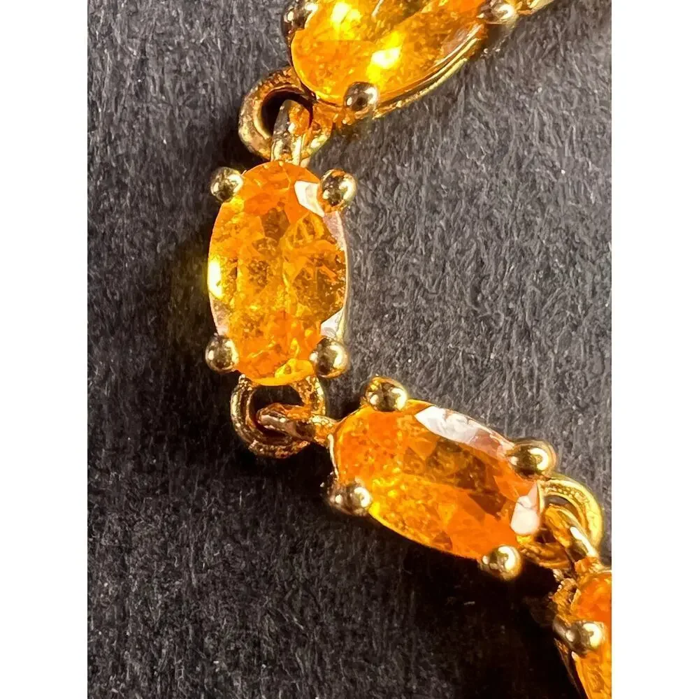 Yellow spessartine garnet tennis bracelet in gold over sterling silver